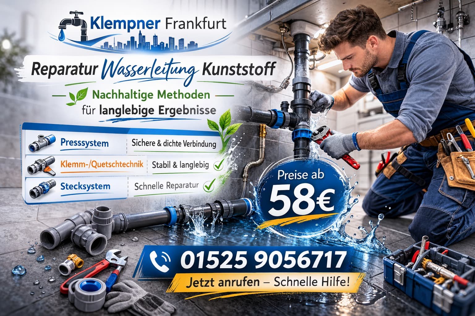 reparatur wasserleitung kunststoff