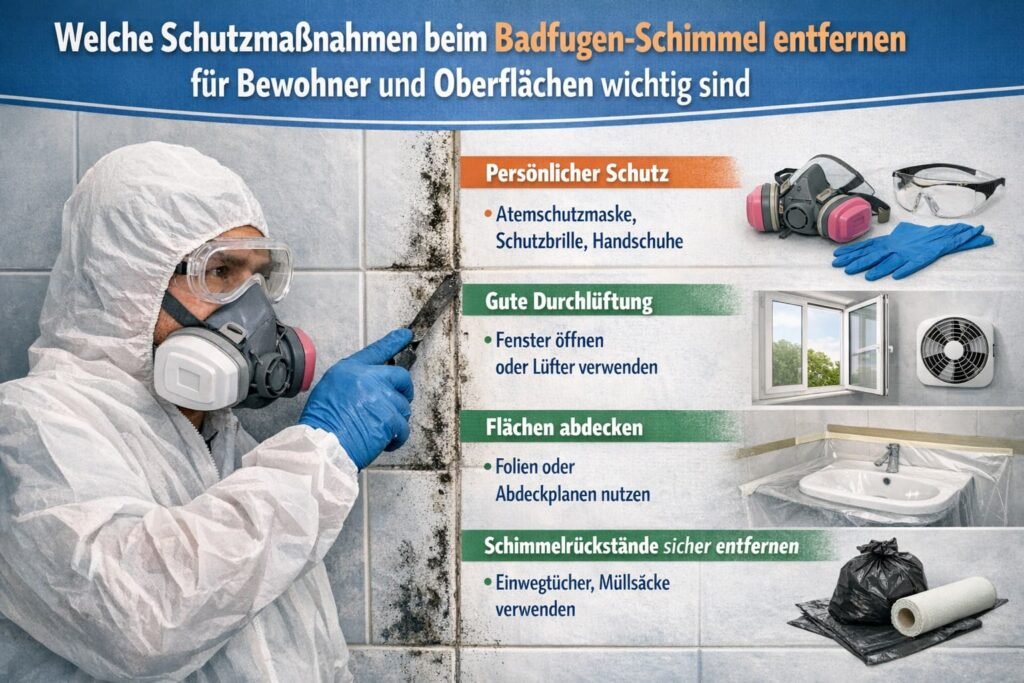 Welche Schutzmaßnahmen beim badfugen schimmel entfernen für Bewohner und Oberflächen wichtig sind