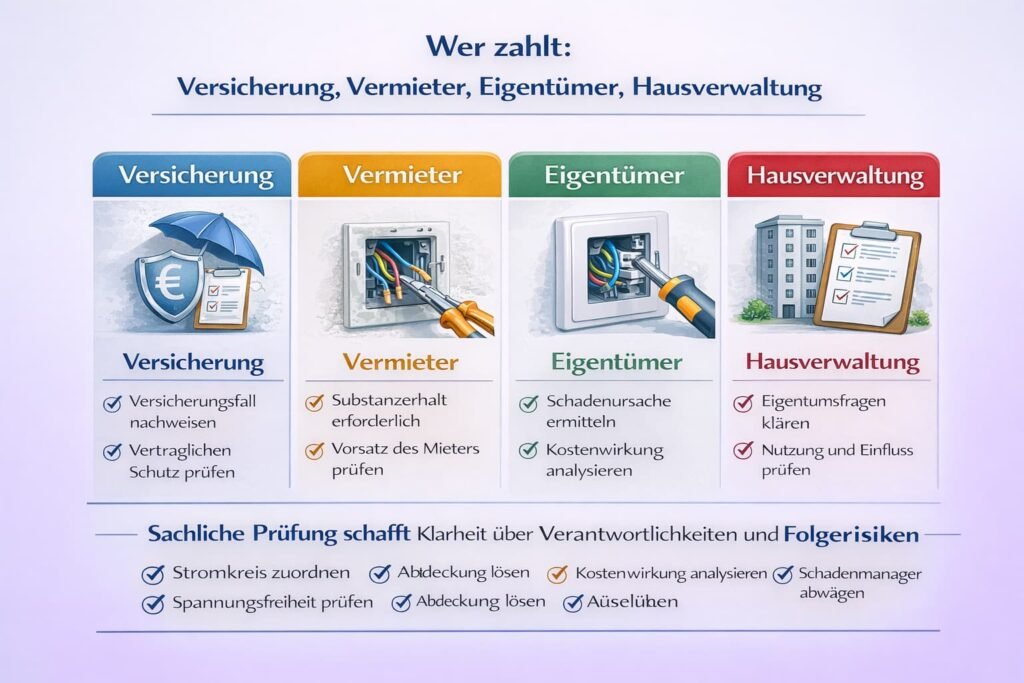 Wer zahlt: Versicherung, Vermieter, Eigentümer, Hausverwaltung