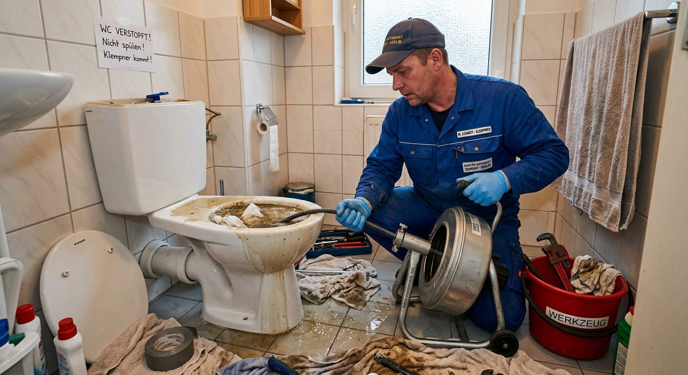 wc verstopft klempner