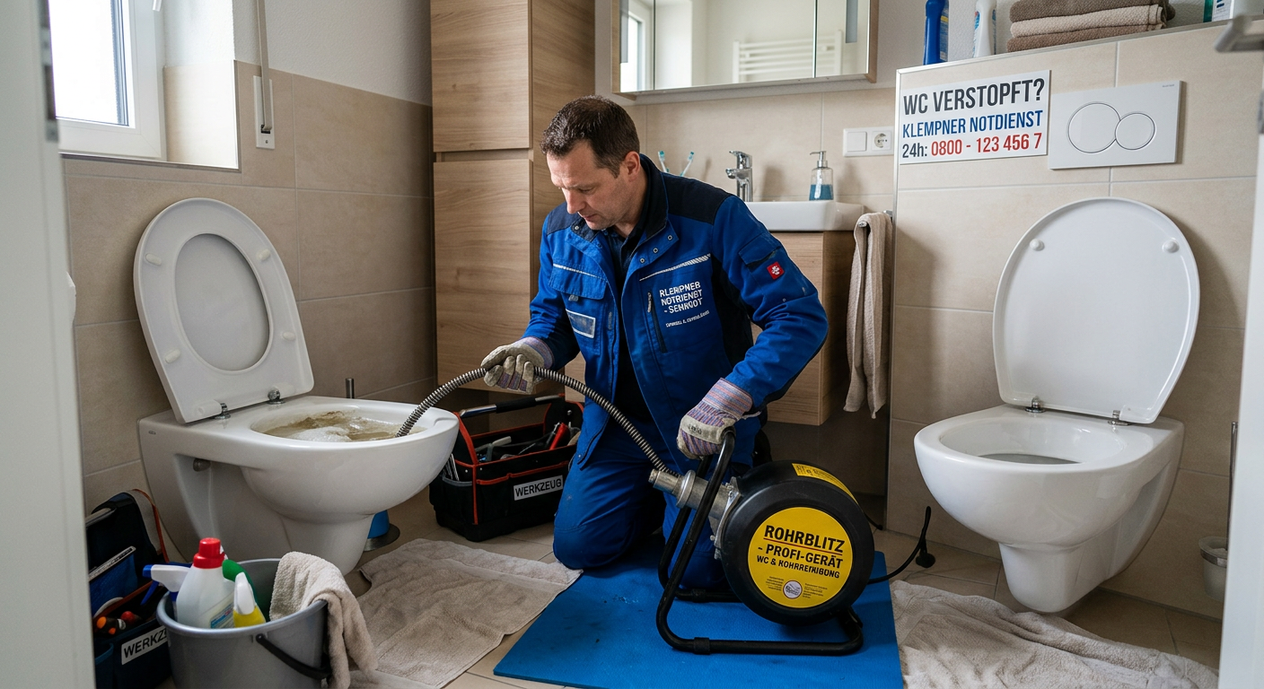 wc verstopft klempner